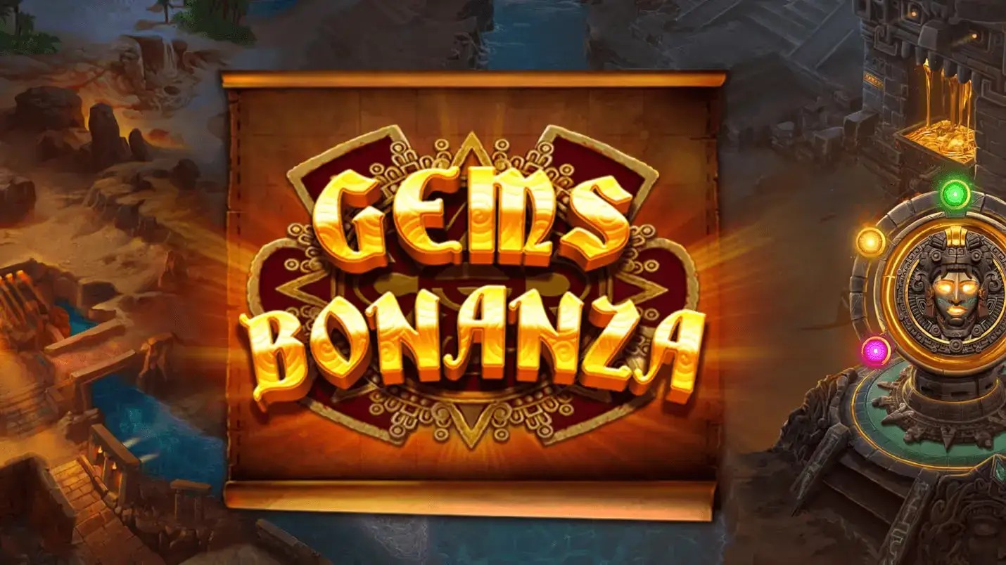 Gems Bonanza slot logo by Pragmatic Play at Mega Riches Casino