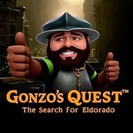 Gonzo's Quest logo by NetEnt at Mega Riches Casino