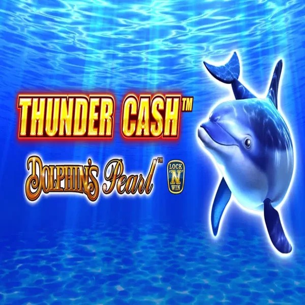 Thunder Cash Dolphins Pearl slot logo by Novomatic at Mega Riches Casino